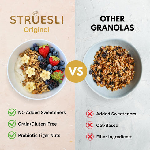 9 Oz Struesli Original Organic Granola, Grain & Gluten Free, Healthy Snacks with Chia Seeds, Nuts and Sea Salt
