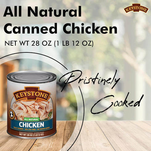 28 oz 98% 5-Year Pack 3 Keystone Meats All Natural Heat and Serve Canned Chicken Fully Cooked Canned Meat Fat Free