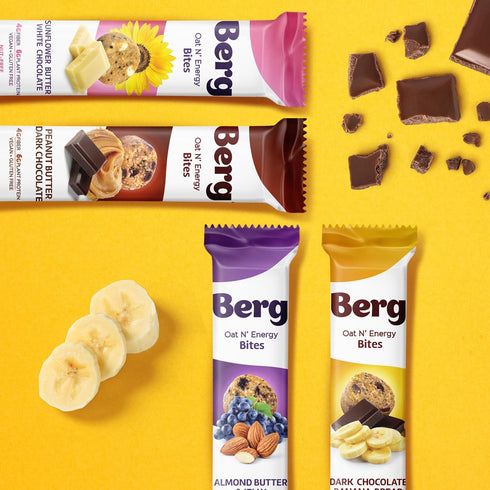 6g 5g 1.5oz (8 Pack) Berg Bites Plant-Based Almond Butter & Jelly Bites, Vegan, Gluten-Free, Protein, Fiber, Energy