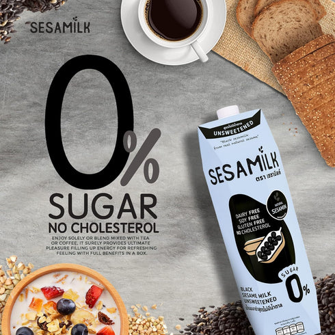 33.8 Oz (Pack 6) 0% Sesamilk: Sesame Milk (Unsweetened Black Sesame Milk), Fl of Vegan Dairy FreeSoy and Nut Free