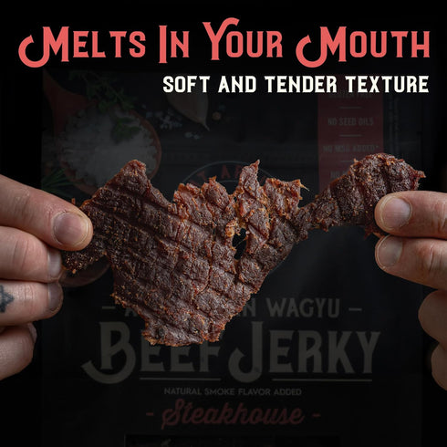 3oz (85g) Meat Artisan Beef Jerky - Australian Wagyu Steakhouse - High Protein Snack - Gluten Free No MSG - Premium