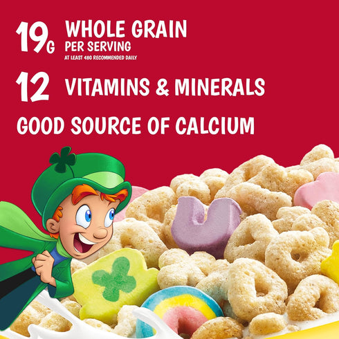 18.6 oz Lucky Charms Gluten Free Cereal with Marshmallows, Kids Breakfast Cereal, Made with Whole Grain, Family Size