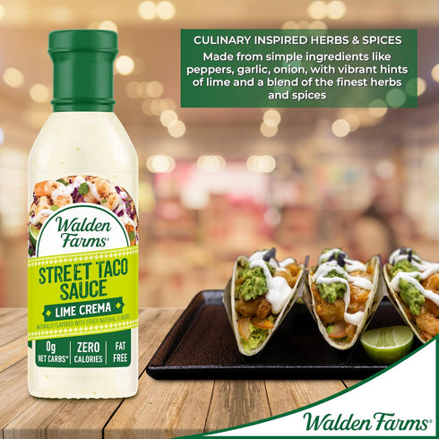 Walden Farms Lime Crema Street Taco Sauce, 12oz Bottle (2 Pack), Vegan & Keto Friendly
