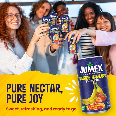 11.3oz, 24 Pack Jumex Strawberry Banana Nectar Juice - Made with Fresh Fruit Puree - Tropical Fruit Juice Concentrate
