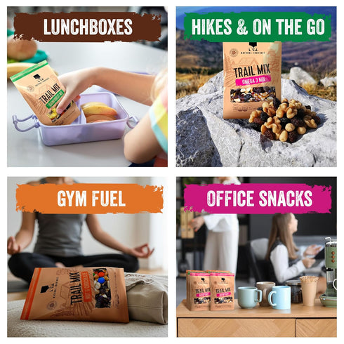 Natural Cravings Packs 5 Packs, 3.5 oz Trail Mix Snack Variety - Bags - Dried Fruit Mix & Nuts Mix with Chocolate