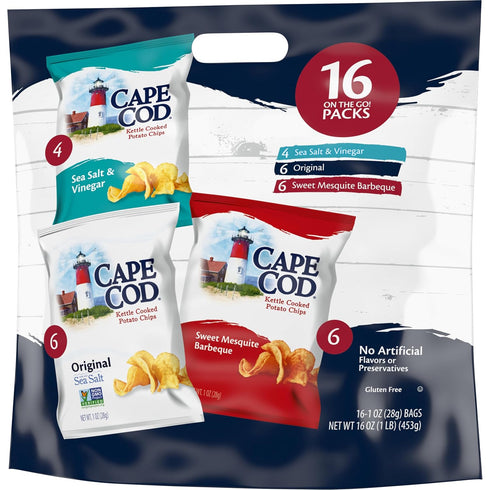 Pack, 1 Oz, 16 Cape Cod Potato Chips Variety Ct