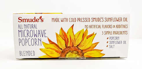 Smude's Brand All Natural Microwave Popcorn - Blend of White & Yellow Popcorn, Healthy Snack, Gluten Free, Vegan