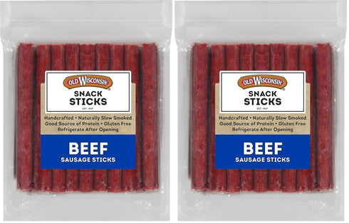 Old Wisconsin Beef Sausage Snack Sticks, Naturally Smoked, Ready to Eat, High Protein, Low