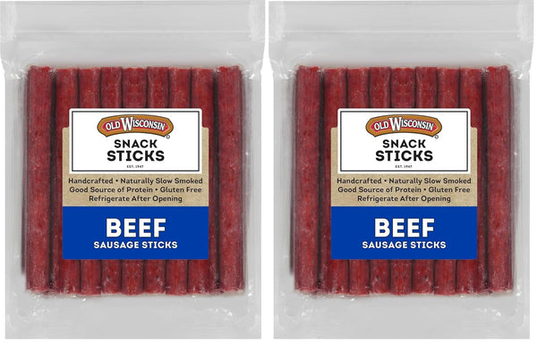 Old Wisconsin Beef Sausage Snack Sticks, Naturally Smoked, Ready to Eat, High Protein, Low