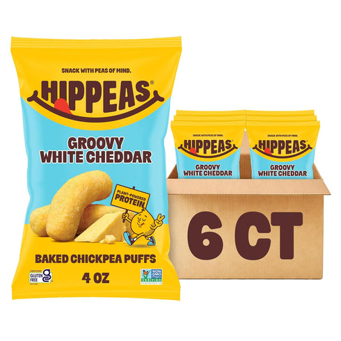 HIPPEAS Chickpea Puffs, Groovy White Cheddar, Gluten Free Snacks, Dairy Free, Vegan,