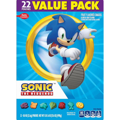 Pack, 22 17.6 oz Sonic The Hedgehog Fruit Flavored Snacks, Treat Pouches, Gluten Free Snack, Value Ct