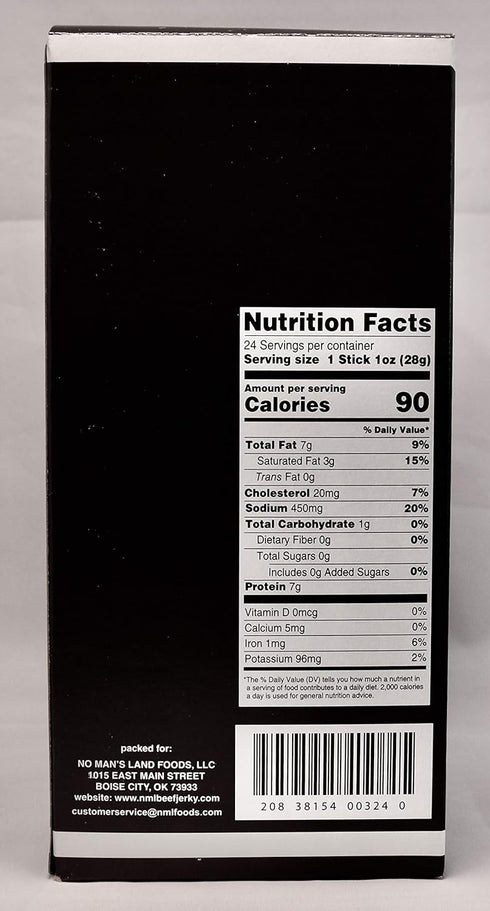 24 1oz No Man's Land MILD Meat Sticks High Protein Low Calorie Low Carb Premium Meat Snack Carton of Sticks