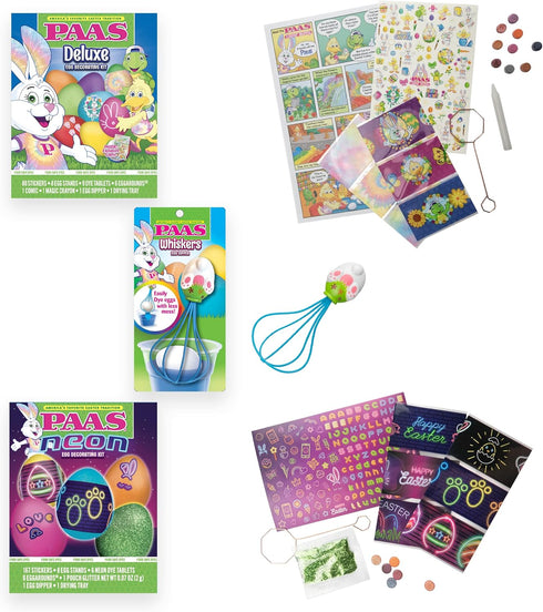PAAS Easter Egg Decorating Bundle, Includes 1 Deluxe Kit, 1 Neon Egg