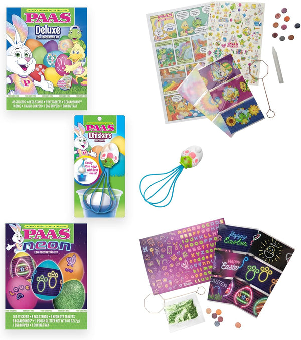 PAAS Easter Egg Decorating Bundle, Includes 1 Deluxe Kit, 1 Neon Egg