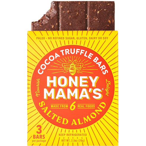 2.5 3-Serving Honey Mama's, Salted Almond Cocoa Truffle Bars, No Refined Sugar, Gluten Free, Dairy Free, Soy Free