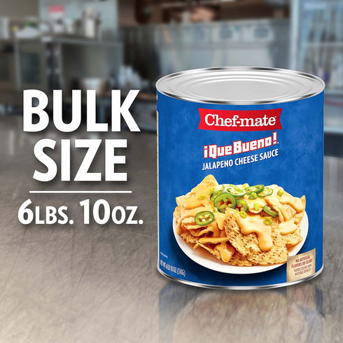 Chef-mate Que Bueno Spicy Nacho Cheese Sauce, Jalapeno Queso, Canned Food, 6 lb 10 oz (#10 Can)