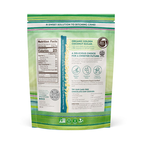 1 (Pack 1) Big Tree Farms Organic Golden Coconut Sugar - Coconut Palm Sugar, Unrefined, Fine Crystals, Cane Sugar
