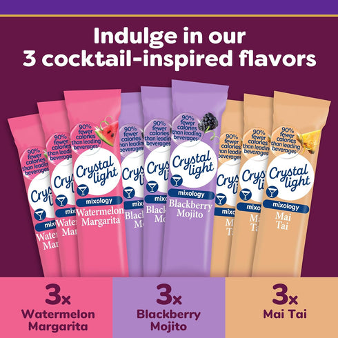 Pack, 9 Packets, 1.17 oz Crystal Light Mixology Drink Mix Variety for Convenient On-the-Go Flavorful Hydration