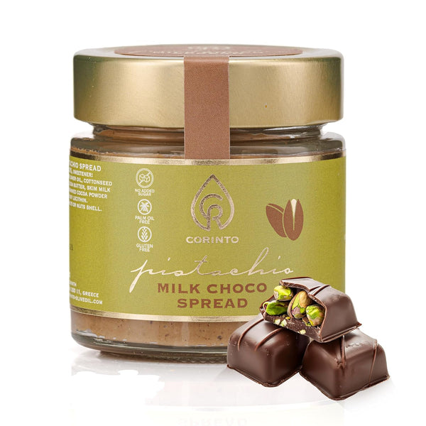 CORINTO Pistachio Cream Spread with Milk Chocolate, 7.05 oz (200g) Smooth 20%