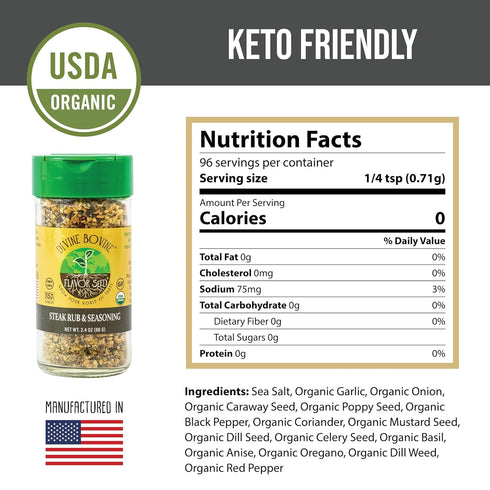 2.4 oz Organic Steak Seasoning & Rub - Divine Bovine by Flavor Seed, Gourmet Spice Blend for Cooking & Grilling Steak