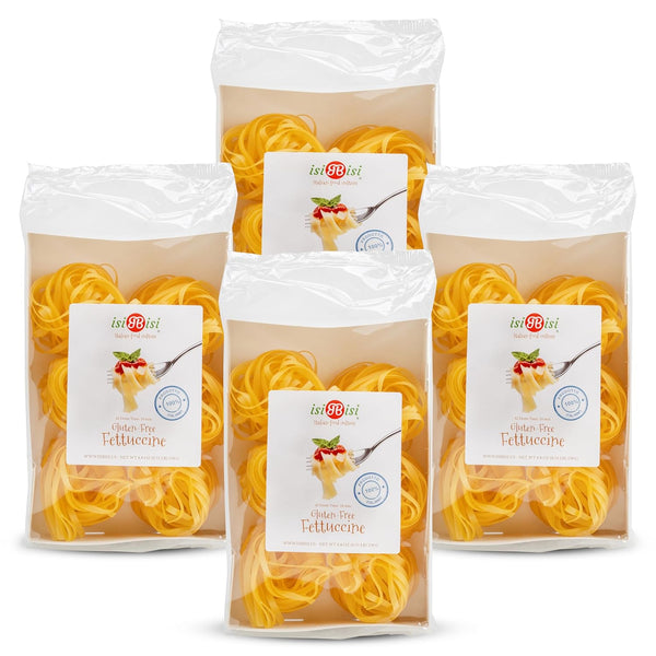 isiBisi Gluten-Free Corn and Rice Fettuccine Pasta - 4-Pack, Vegan, Non-GMO, Made