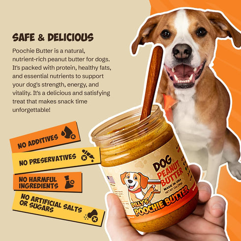 Poochie Butter 16 Oz (Pack 2) Natural Dog Peanut Butter - Made in USA Healthy, Creamy Peanut Butter Spread for Lick