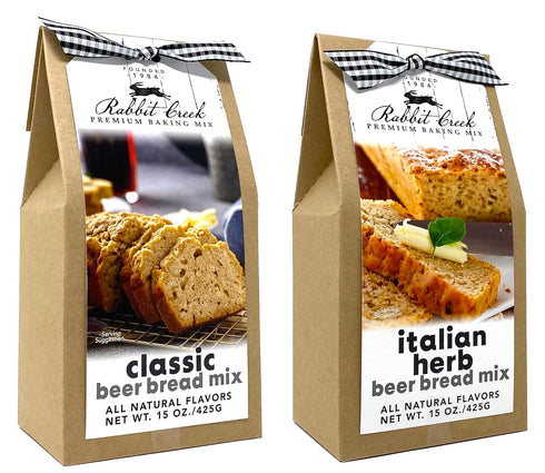 Rabbit Creek Beer Bread Mix Variety Pack of 2 – Classic and Italian Herb Beer Bread Mix, Easy to Make