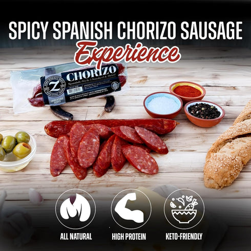 (8oz) Zicks Specialty Meats Spanish Chorizo Sausage | Healthy & Organic Spanish Chorizo | Premium Naturally Cured