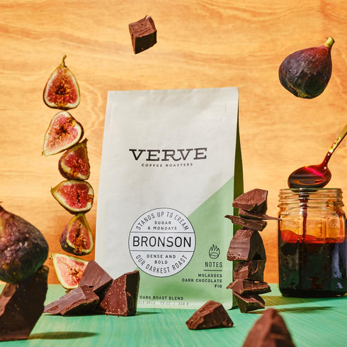 12oz Verve Coffee Roasters Whole Bean Coffee Bronson Blend | French Dark Roast, Direct Trade, Resealable Pouch | Enjoy