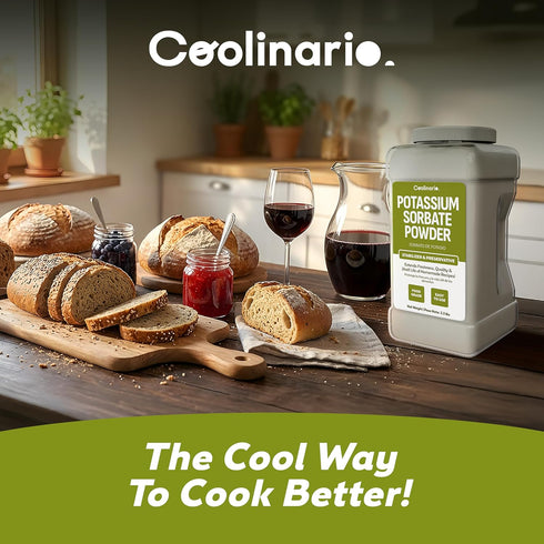 1 (3.3 lbs) Coolinario Potassium Sorbate - Gal Food Grade Preservative for Wine Stabilization, Homemade Jams, Baked