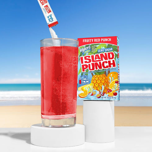 10 Count, Pack 12 (120 Wyler's Light Island Punch Singles To Go, Water Drink Mix, Fruity Red Punch, Of Single Servings)