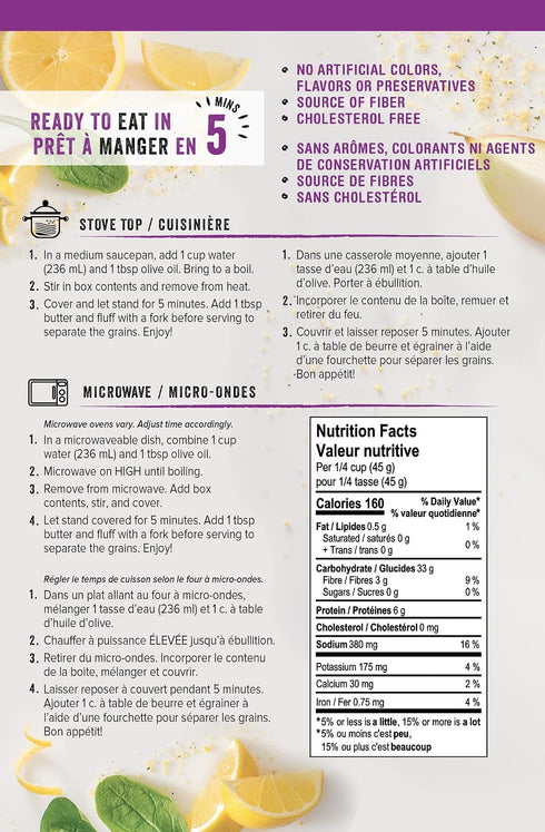 7 oz. (Pack 6), Casbah Couscous, Lemon Spinach Flavor, of Perfect to Make Easy and Flavorful Side Dishes, Vegan