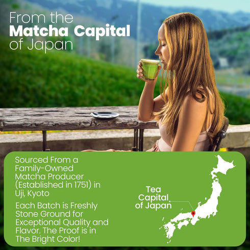 Matcha Wellness Organic Matcha Powder, 3.5oz Culinary Grade from Kyoto – Authentic Green Tea for Lattes