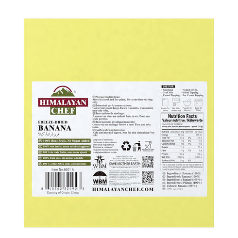 20g/EACH 10 Himalayan Chef Freeze-Dried Fruit, Freeze-Dried Banana Crisp, Bags | Healthy Snacks, Organic Fruits Snacks