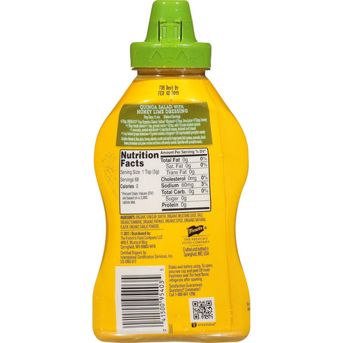 12 oz French's True Organics Classic Yellow Mustard