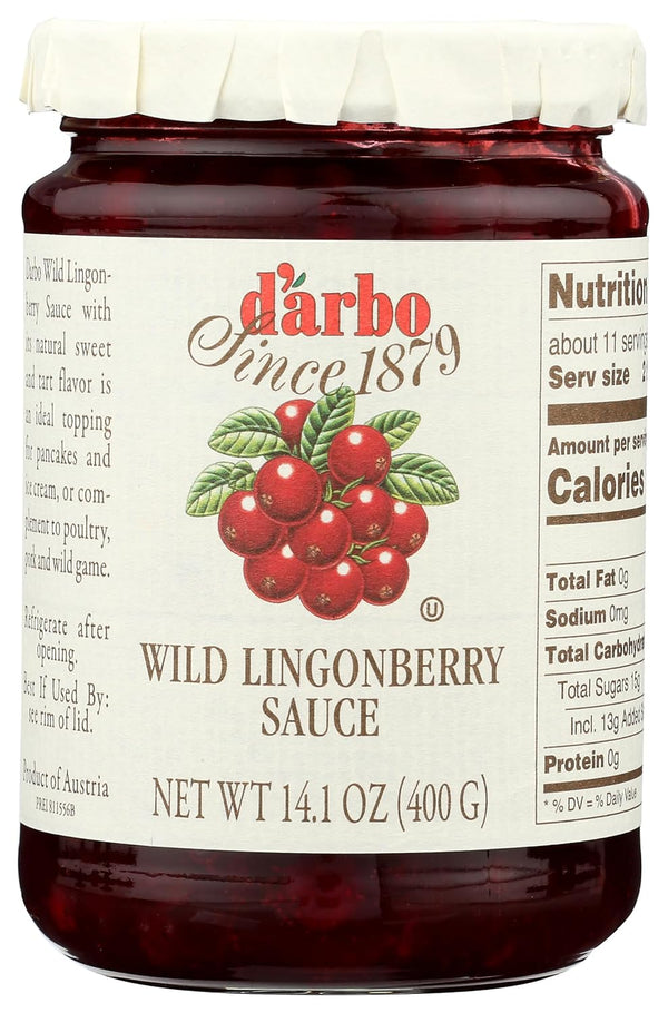 Darbo D'arbo Wild Lingonberry Sauce, All Natural, Kosher, 14 Ounces (Pack Of 6)