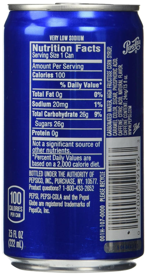 7.5oz 3/8 Packs (24 Pepsi Cola Soda Mini Cans Cans)