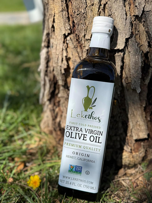 Lekethos 750ml Extra Virgin Olive Oil California Cold Pressed, Premium Small Batch, Estate Grown, Pure Non-GMO Olive