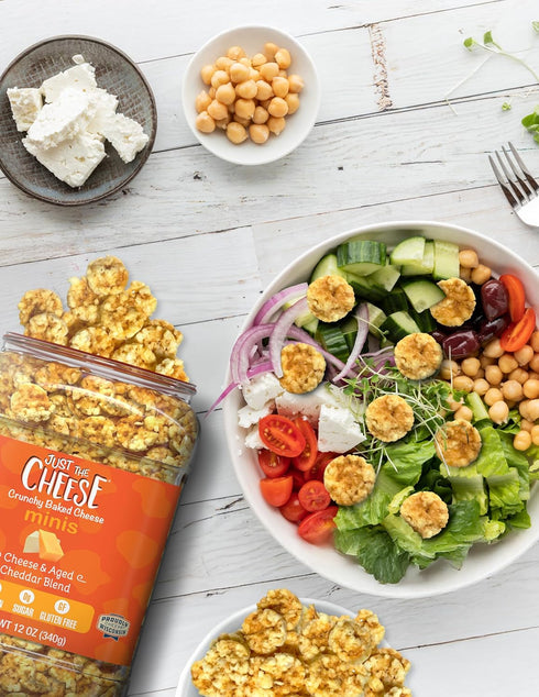 12 oz Just the Cheese Minis Cheese & Aged Cheddar Blend Crisps, Jar, Delicious Low-Carb Lifestyle Protein Chips
