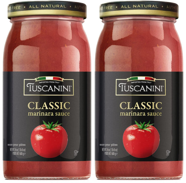 Tuscanini Classic Marinara Sauce, 24.3oz, 2 Pack, Low Carb, Imported from Italy