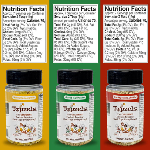 3.5 Oz (Pack 3) Savory Salad and Baked Potato Toppings by Topzels, Savory Variety - Includes Three Flavors | of | No
