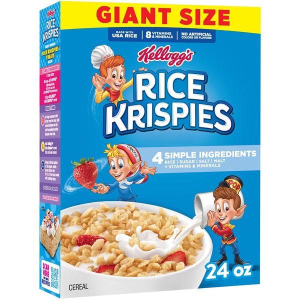 Kellogg's Rice Krispies Cold Breakfast Cereal, 8 Vitamins and Minerals, Rice Krispies