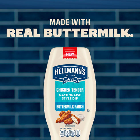 11.5 Oz Hellmann's Buttermilk Ranch Chicken Tender Mayonnaise Style Dip Buttermilk Ranch Delicious Flavor No Artificial