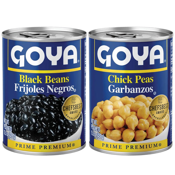 Goya Canned Chickpeas & Black Beans Variety Pack, Garbanzo & Frijoles Negros,