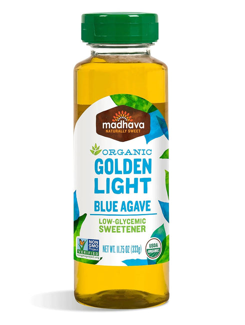 Madhava Naturally Sweet Organic Blue Agave Low-Glycemic Sweetener, Golden Light, 11.75 Ounce