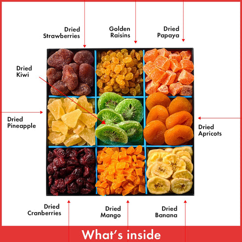 9 Dried Fruit Platter - Variety Fruit - Dried Fruit Gift Tray - Healthy Fruit Gift Basket - Gourmet HolidayGift Box