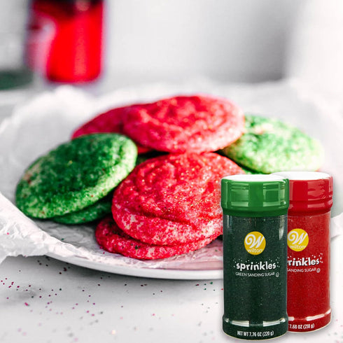Pack 2, 7.68 oz Wilton Sprinkles Sanding Sugar, of Red and Green Sanding Sugar, Each, Sparkling Sprinkles Sugar