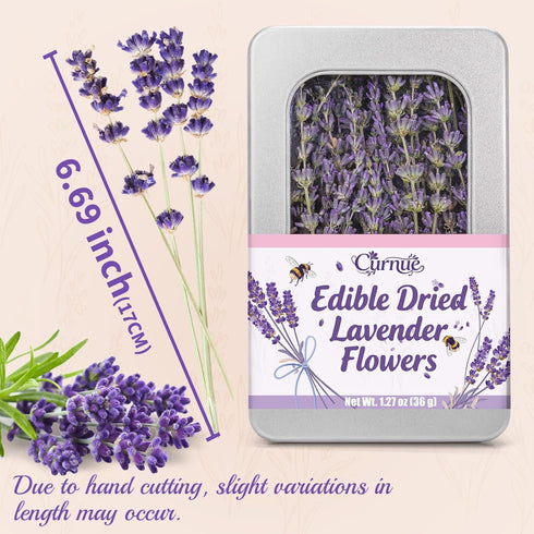 Curnue 100+ 6.69'' 1.27oz(36g) Edible Lavender Sprigs for Cocktails & Dessert, Edible Flowers for Drinks Garnish Tea