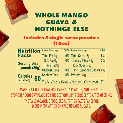 Gummies (1 5 5 (3.5 oz) SOLELY - Organic Mango & Guava Whole Fruit Box, Single Serving Bags per Box) - Real Fresh Fruit