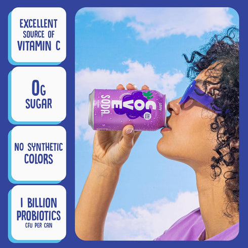 12 Pack Cove Probiotic Soda Soft Drinks with Zero Sugar Refreshing Functional Soda Alternative with Probiotics